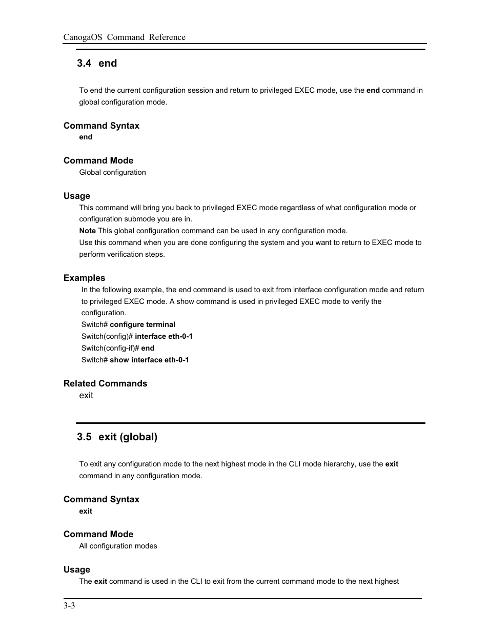 4 end, 5 exit (global) | CANOGA PERKINS 9175 Command Reference User Manual | Page 37 / 790