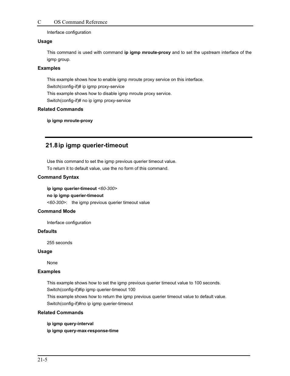 8 ip igmp querier-timeout | CANOGA PERKINS 9175 Command Reference User Manual | Page 372 / 790