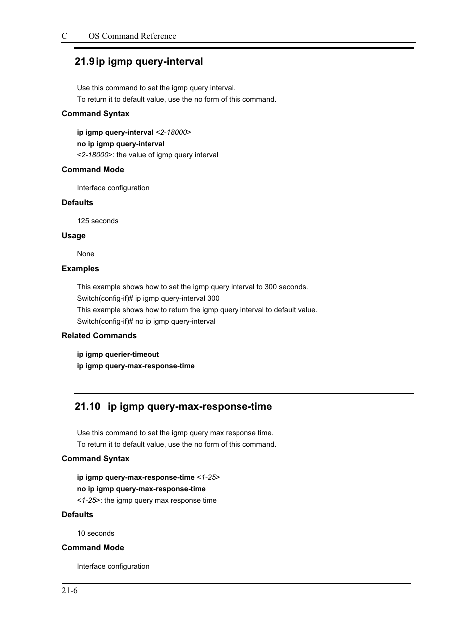 9 ip igmp query-interval, 10 ip igmp query-max-response-time | CANOGA PERKINS 9175 Command Reference User Manual | Page 373 / 790