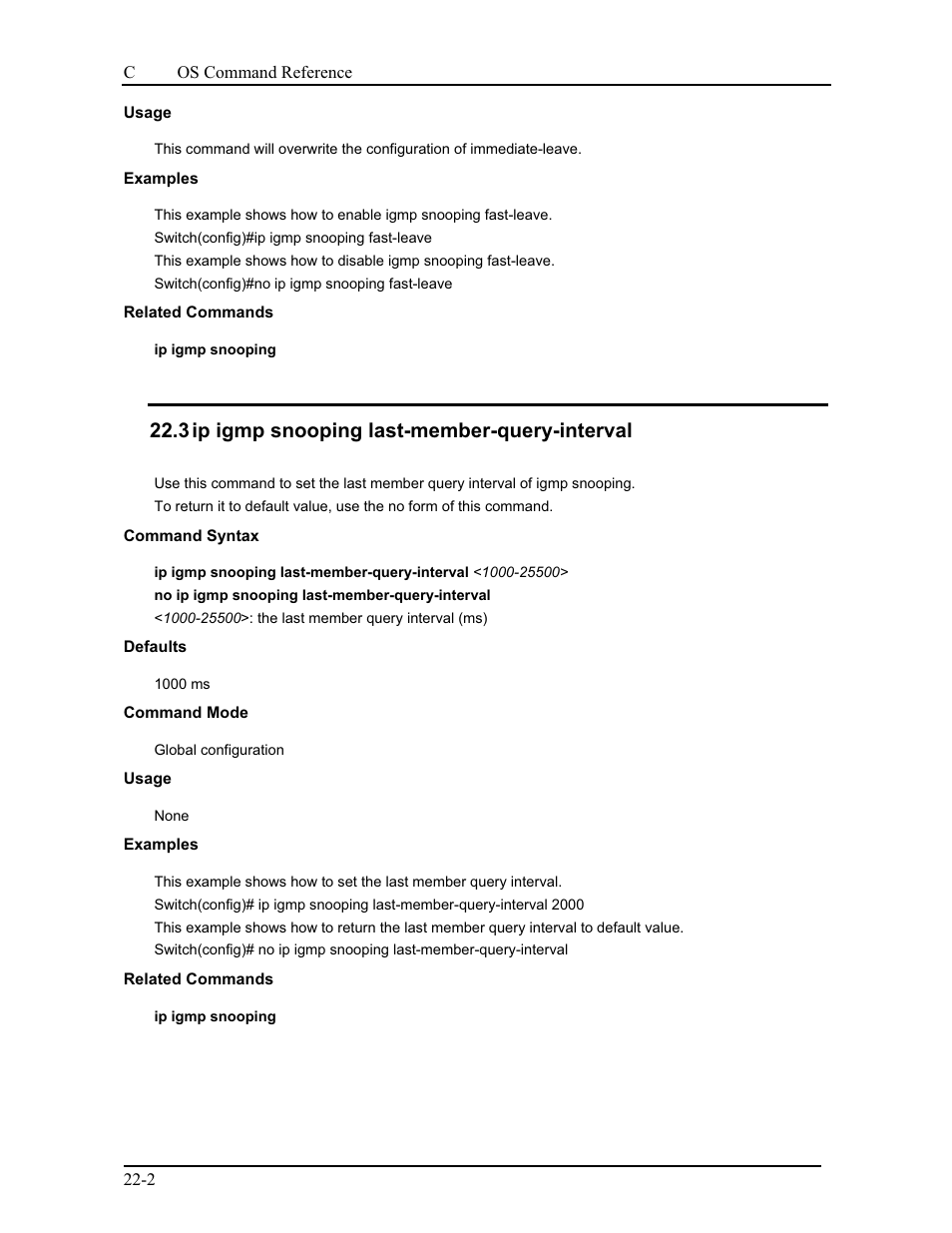 3 ip igmp snooping last-member-query-interval | CANOGA PERKINS 9175 Command Reference User Manual | Page 382 / 790