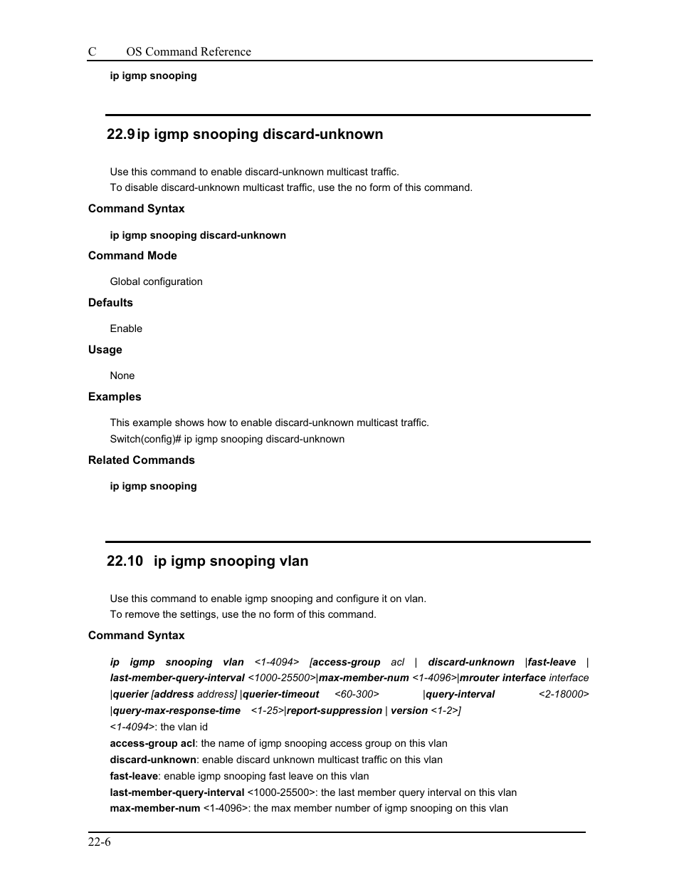 9 ip igmp snooping discard-unknown, 10 ip igmp snooping vlan | CANOGA PERKINS 9175 Command Reference User Manual | Page 386 / 790