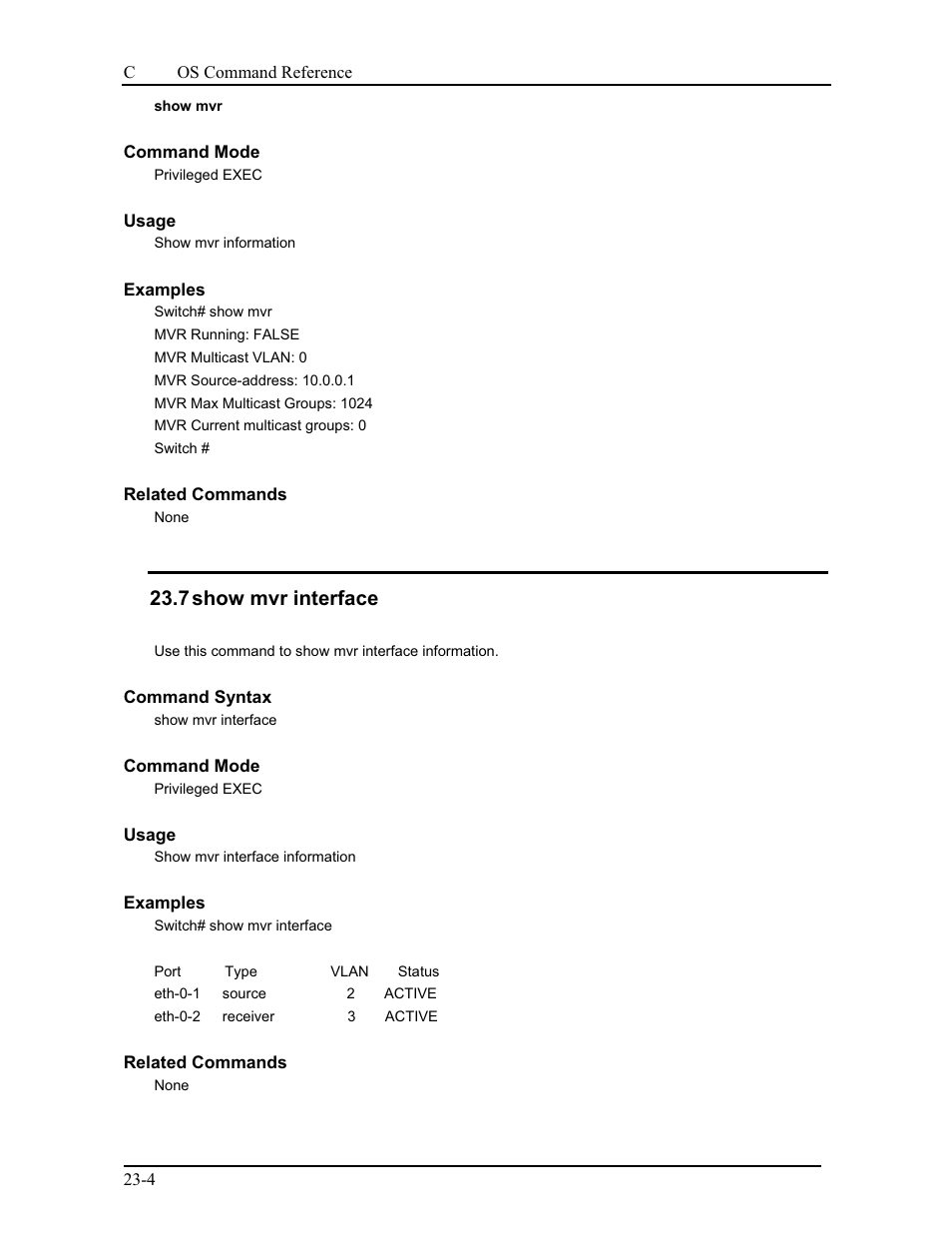 7 show mvr interface | CANOGA PERKINS 9175 Command Reference User Manual | Page 393 / 790