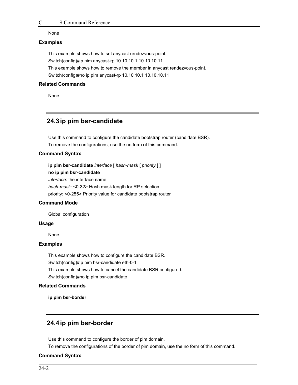 3 ip pim bsr-candidate, 4 ip pim bsr-border | CANOGA PERKINS 9175 Command Reference User Manual | Page 397 / 790