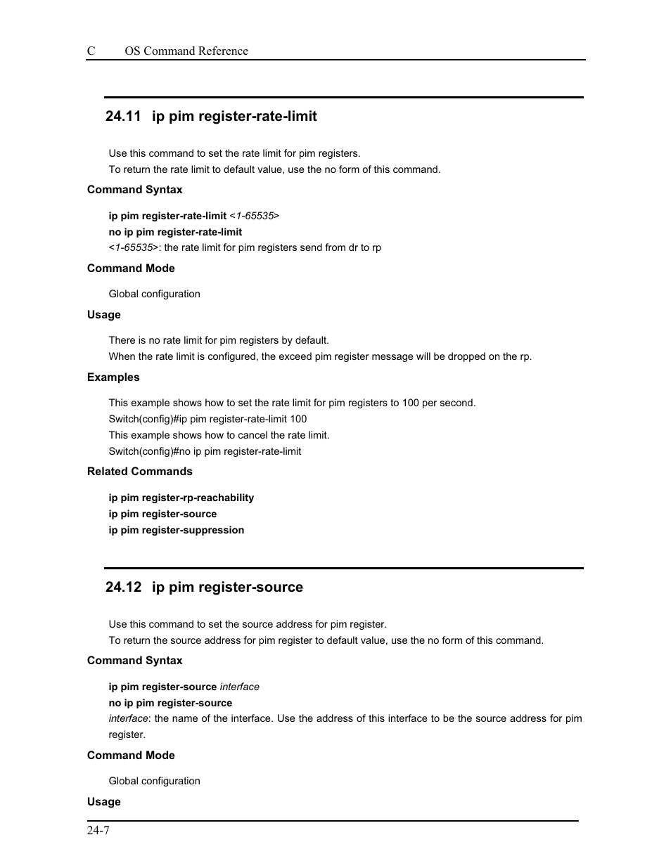 11 ip pim register-rate-limit, 12 ip pim register-source | CANOGA PERKINS 9175 Command Reference User Manual | Page 402 / 790