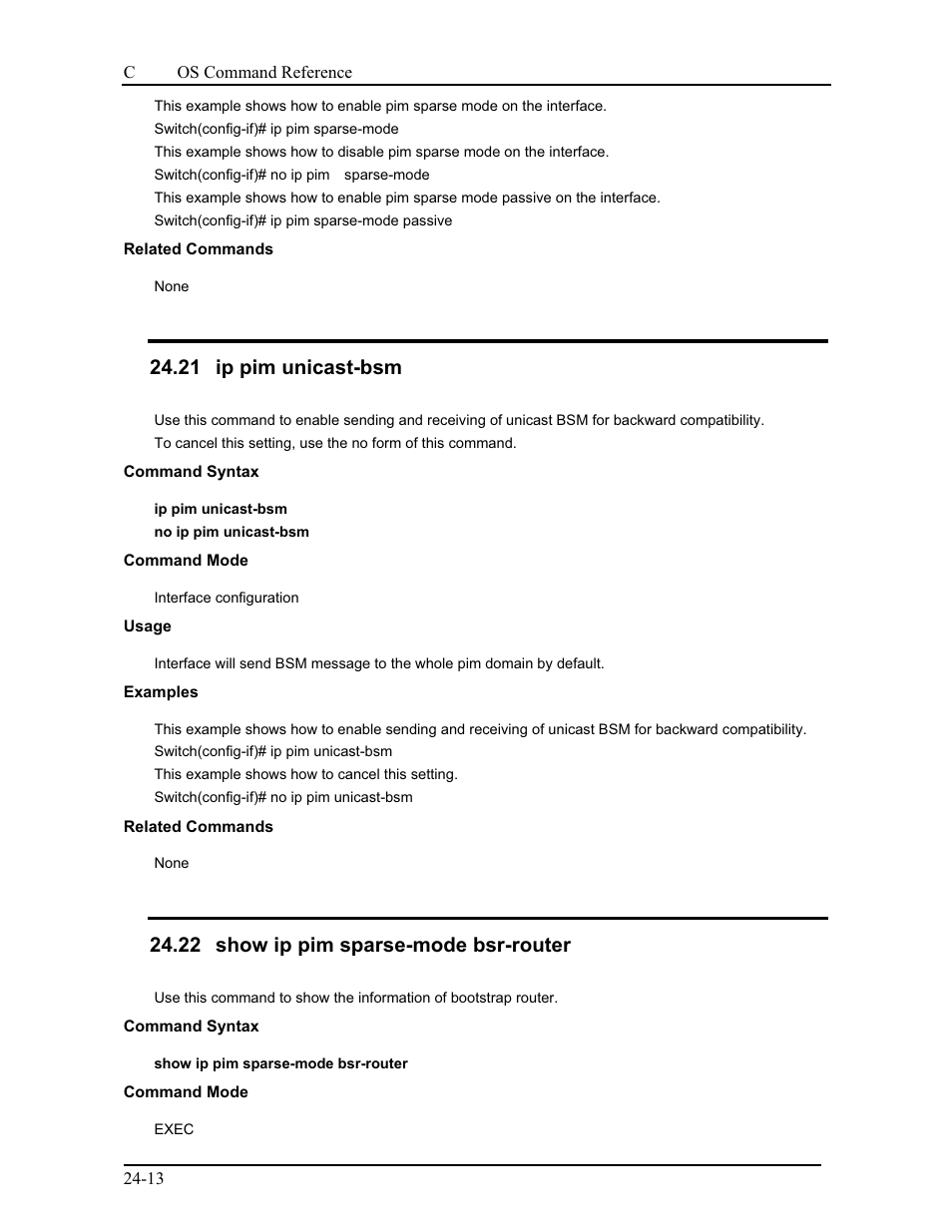 21 ip pim unicast-bsm, 22 show ip pim sparse-mode bsr-router | CANOGA PERKINS 9175 Command Reference User Manual | Page 408 / 790