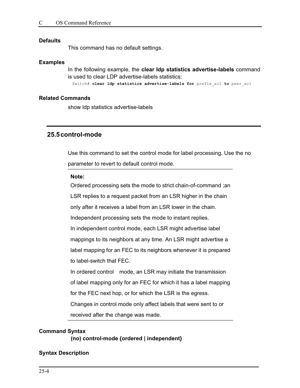 5 control-mode | CANOGA PERKINS 9175 Command Reference User Manual | Page 416 / 790