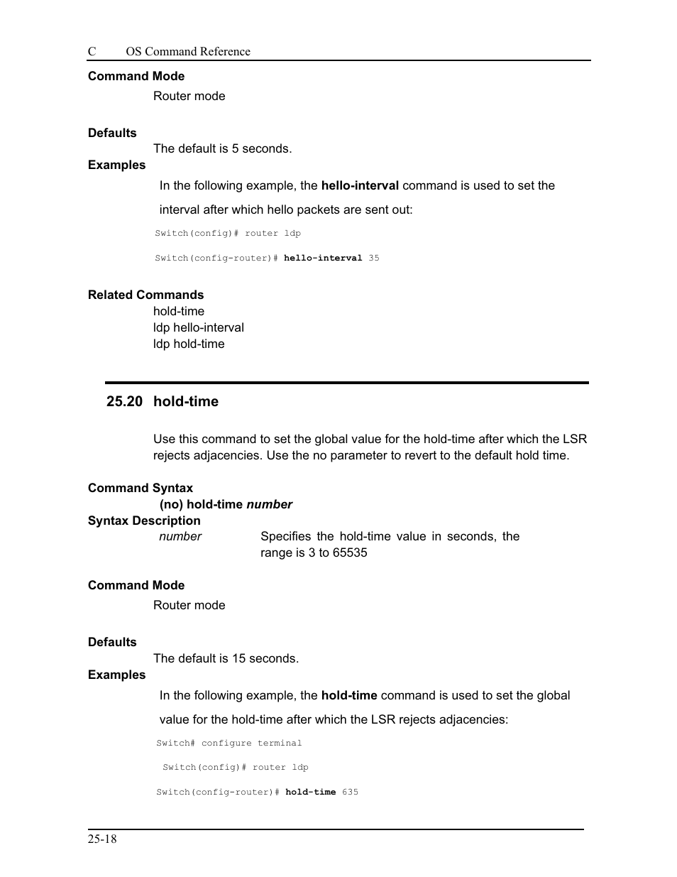 20 hold-time | CANOGA PERKINS 9175 Command Reference User Manual | Page 430 / 790