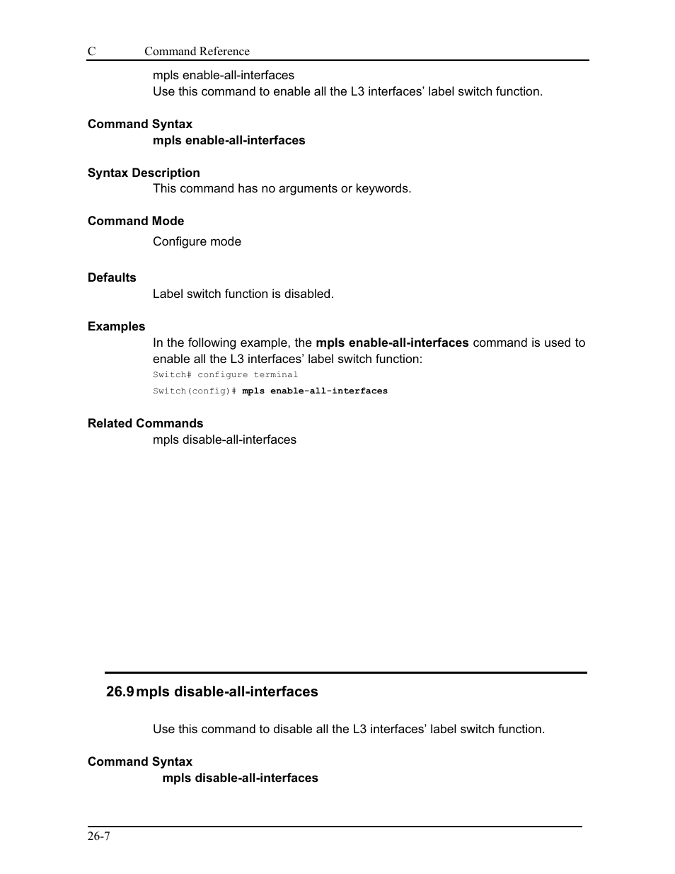 9 mpls disable-all-interfaces | CANOGA PERKINS 9175 Command Reference User Manual | Page 465 / 790
