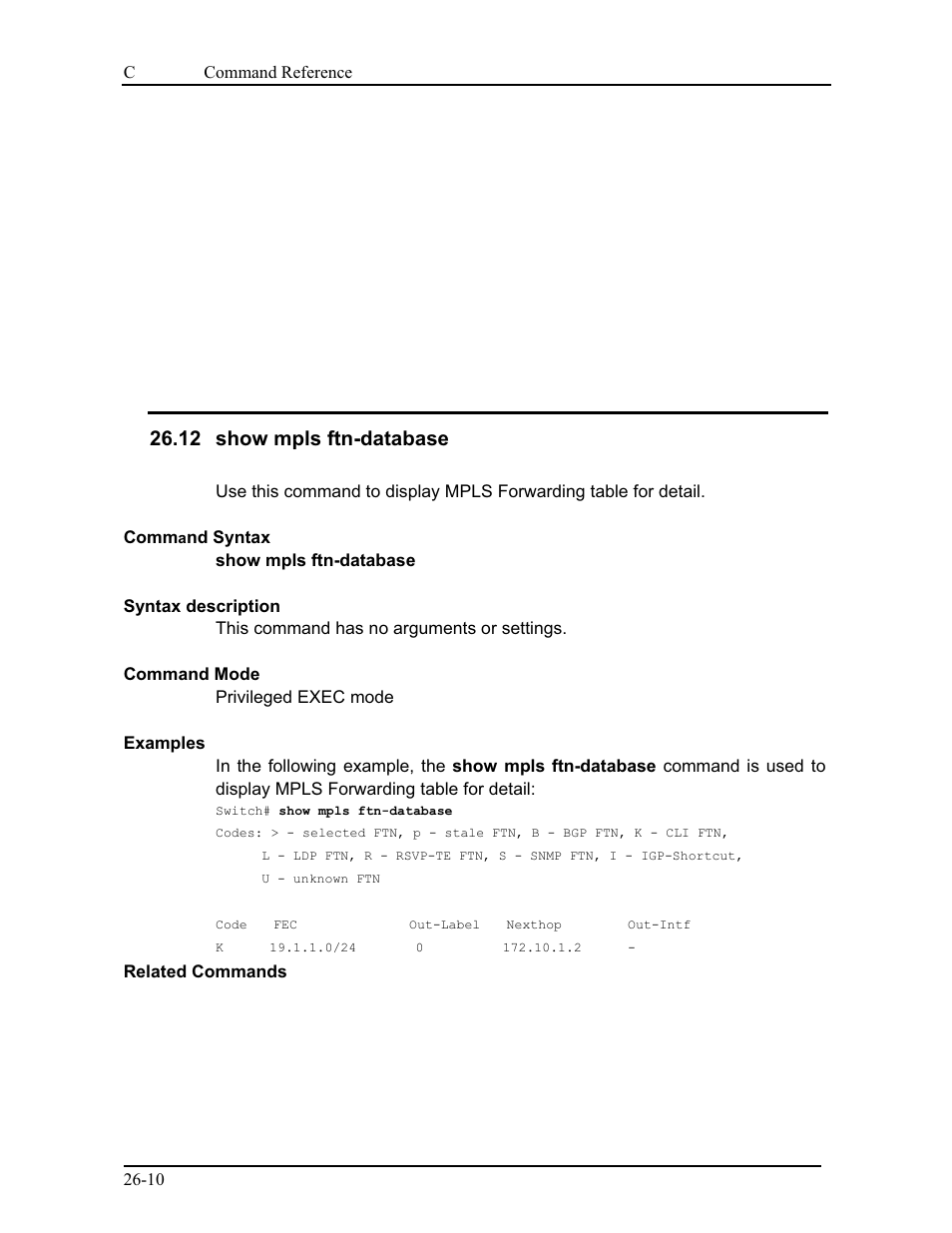 12 show mpls ftn-database | CANOGA PERKINS 9175 Command Reference User Manual | Page 468 / 790