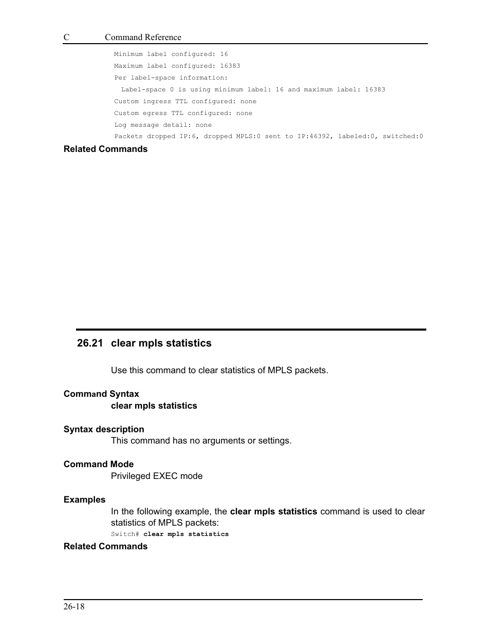 21 clear mpls statistics | CANOGA PERKINS 9175 Command Reference User Manual | Page 476 / 790