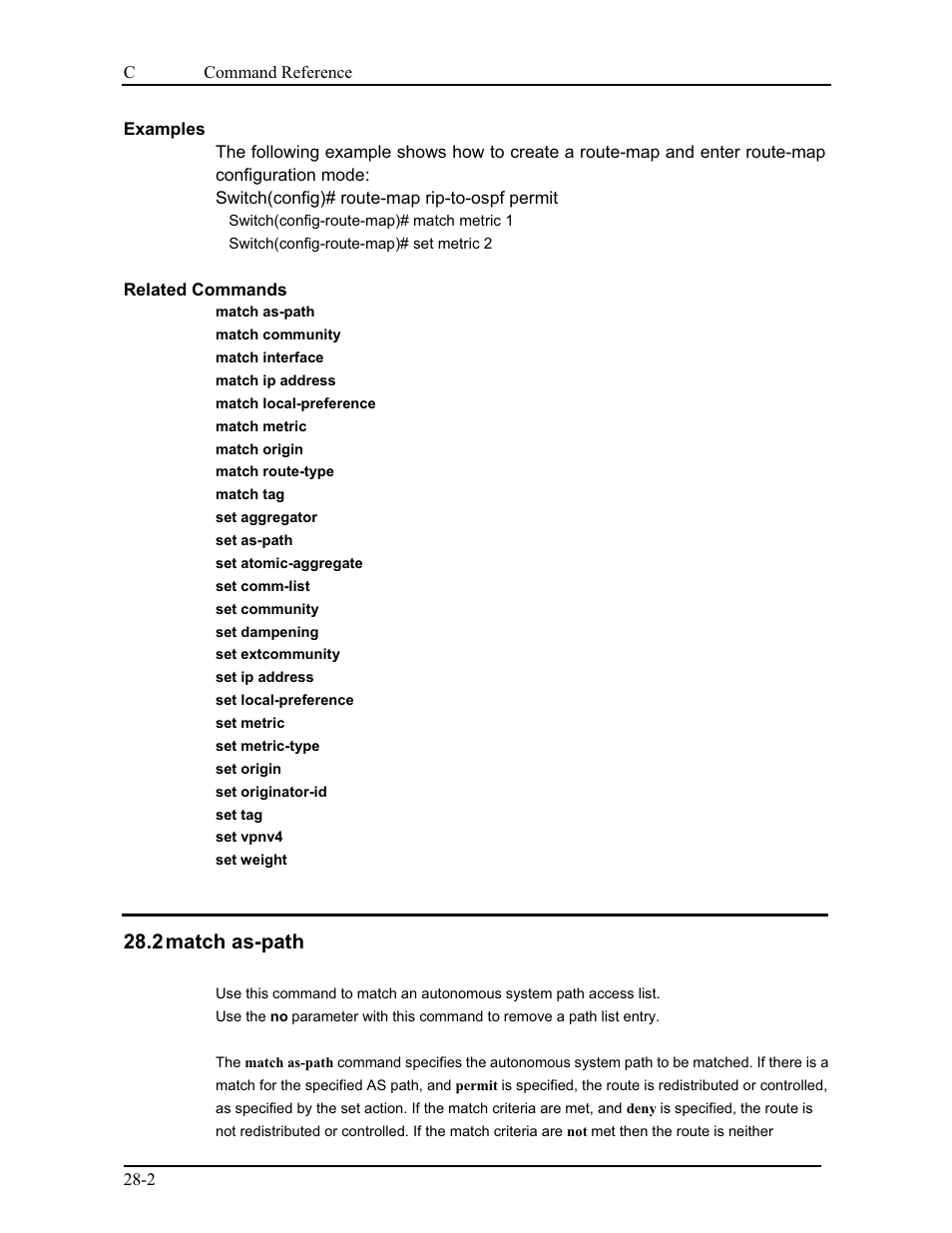2 match as-path | CANOGA PERKINS 9175 Command Reference User Manual | Page 490 / 790