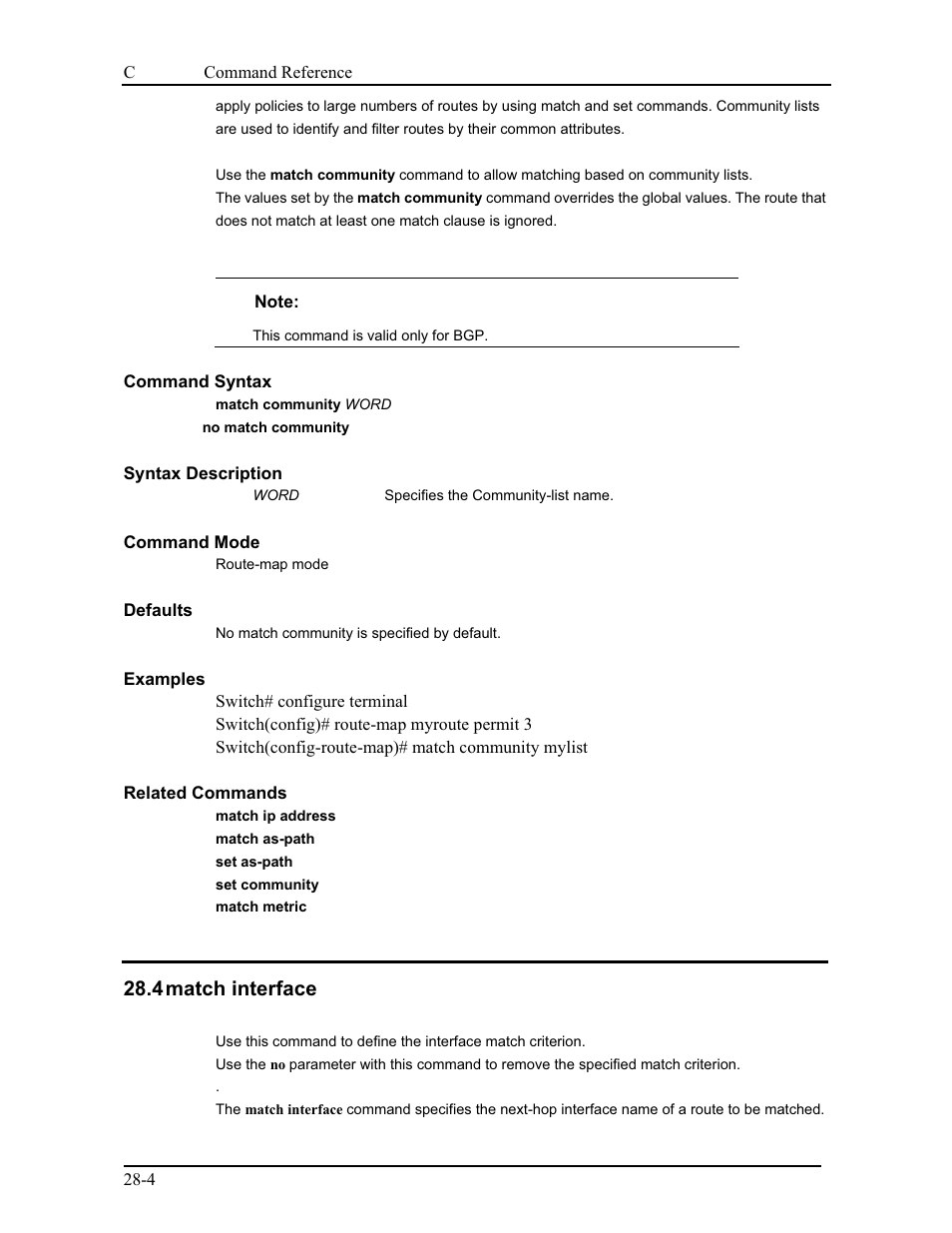 4 match interface | CANOGA PERKINS 9175 Command Reference User Manual | Page 492 / 790