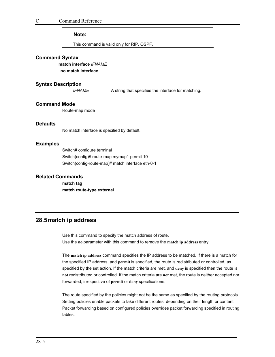 5 match ip address | CANOGA PERKINS 9175 Command Reference User Manual | Page 493 / 790