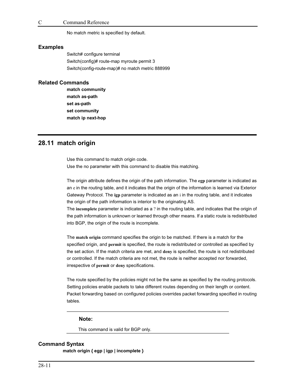 11 match origin | CANOGA PERKINS 9175 Command Reference User Manual | Page 499 / 790