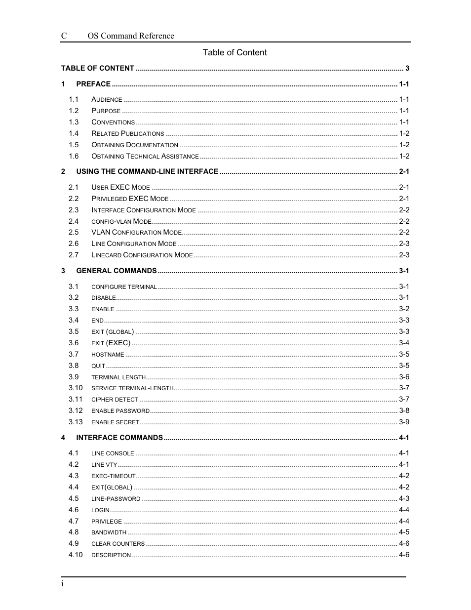 Table of content, Itable of content, Canogaos command reference | CANOGA PERKINS 9175 Command Reference User Manual | Page 5 / 790