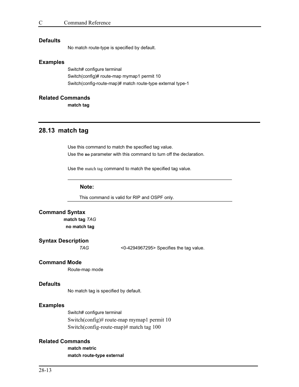 13 match tag | CANOGA PERKINS 9175 Command Reference User Manual | Page 501 / 790