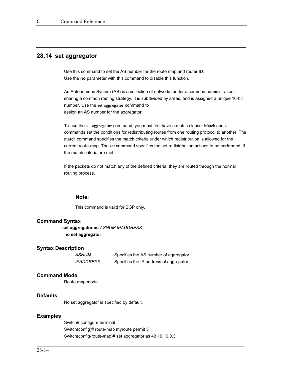 14 set aggregator | CANOGA PERKINS 9175 Command Reference User Manual | Page 502 / 790