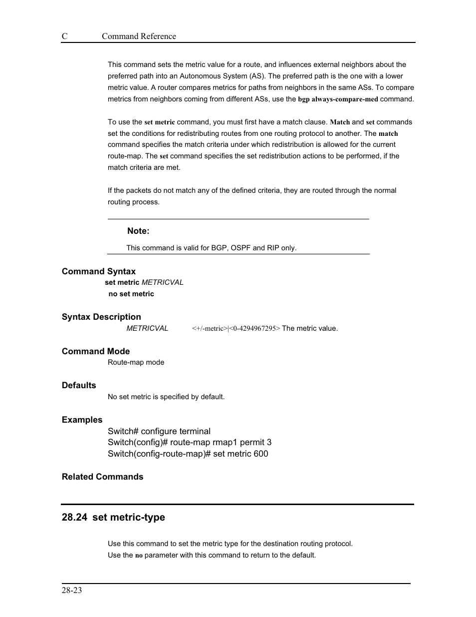 24 set metric-type | CANOGA PERKINS 9175 Command Reference User Manual | Page 511 / 790