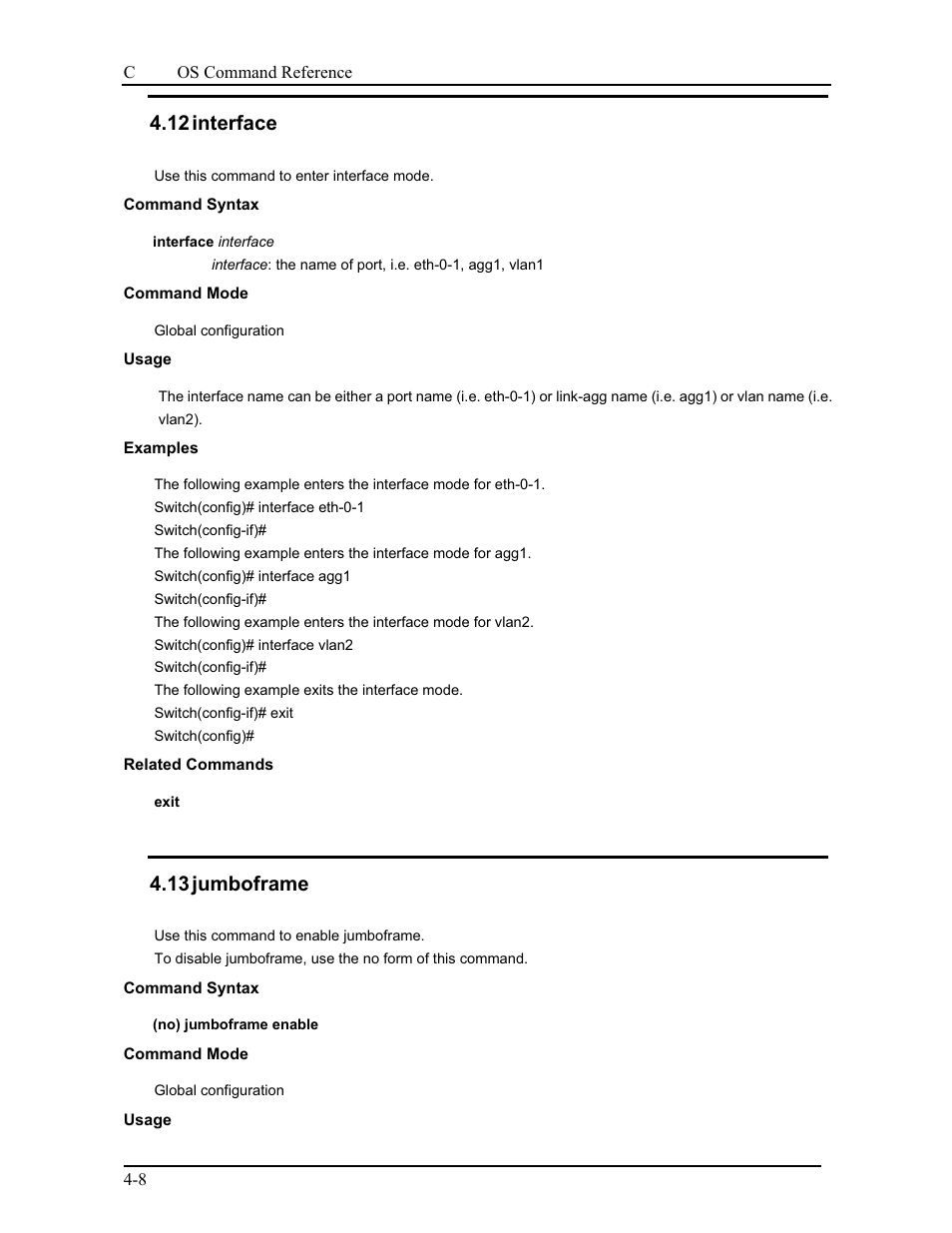 12 interface, 13 jumboframe | CANOGA PERKINS 9175 Command Reference User Manual | Page 52 / 790