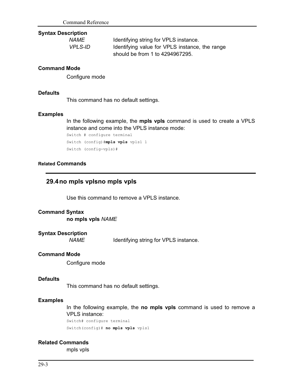 4 no mpls vplsno mpls vpls | CANOGA PERKINS 9175 Command Reference User Manual | Page 521 / 790