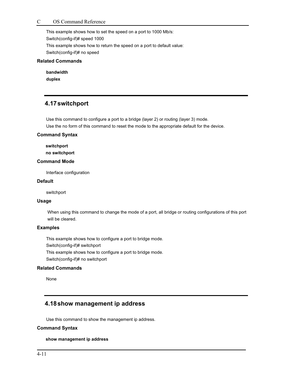 17 switchport, 18 show management ip address | CANOGA PERKINS 9175 Command Reference User Manual | Page 55 / 790