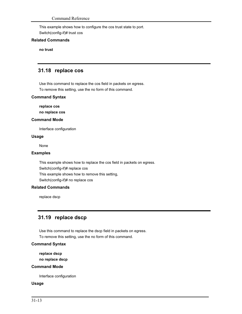 18 replace cos, 19 replace dscp | CANOGA PERKINS 9175 Command Reference User Manual | Page 552 / 790