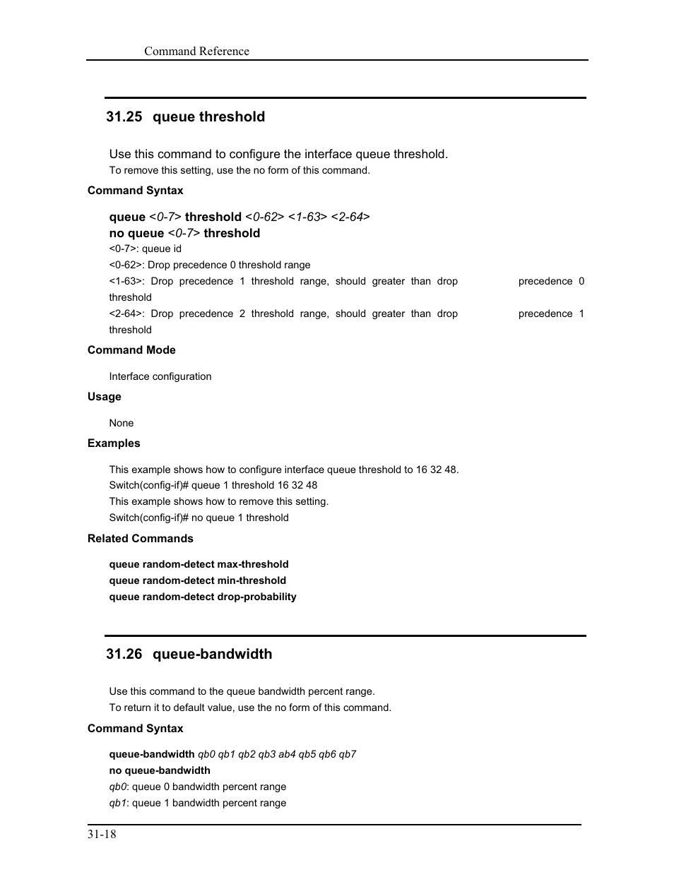 25 queue threshold, 26 queue-bandwidth | CANOGA PERKINS 9175 Command Reference User Manual | Page 557 / 790