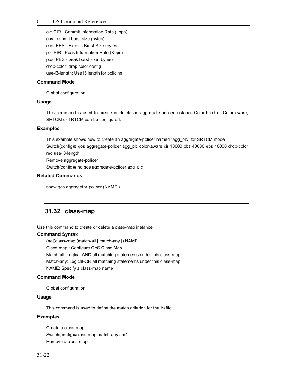 32 class-map | CANOGA PERKINS 9175 Command Reference User Manual | Page 561 / 790