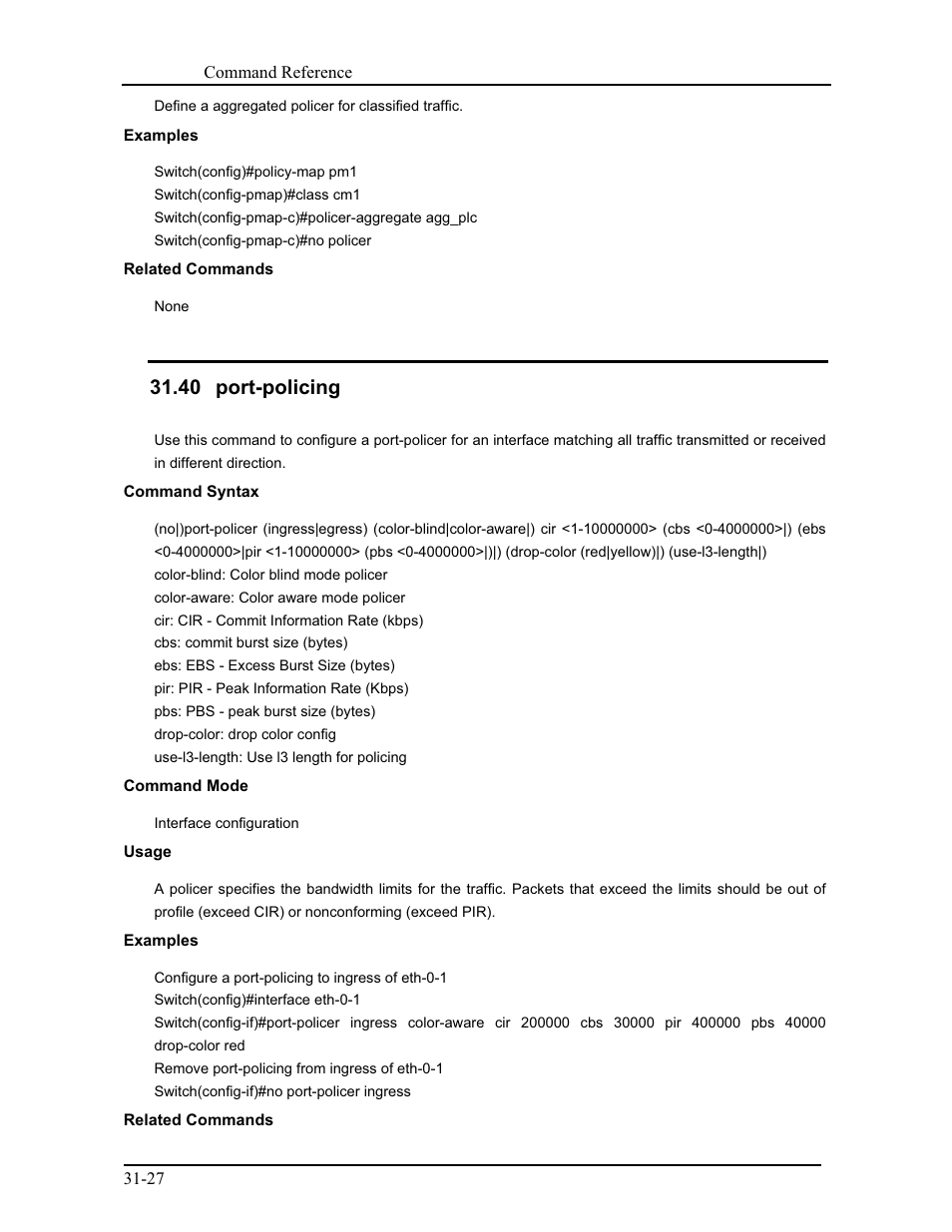 40 port-policing | CANOGA PERKINS 9175 Command Reference User Manual | Page 566 / 790
