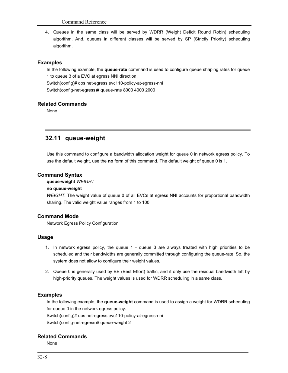 11 queue-weight | CANOGA PERKINS 9175 Command Reference User Manual | Page 583 / 790