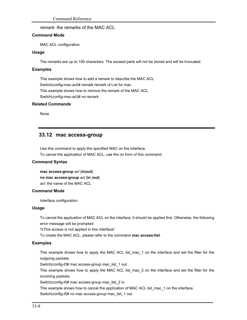 12 mac access-group | CANOGA PERKINS 9175 Command Reference User Manual | Page 599 / 790