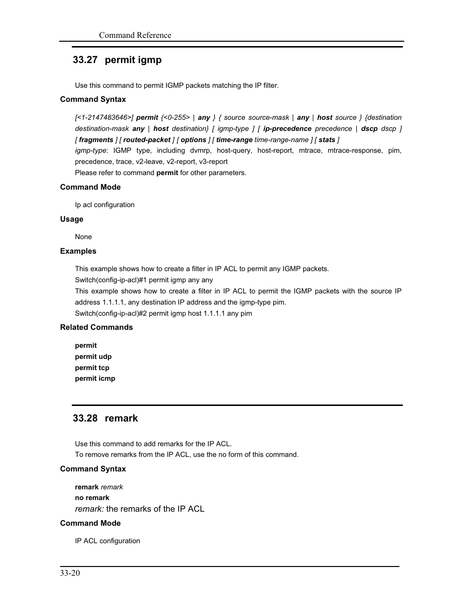 27 permit igmp, 28 remark | CANOGA PERKINS 9175 Command Reference User Manual | Page 611 / 790