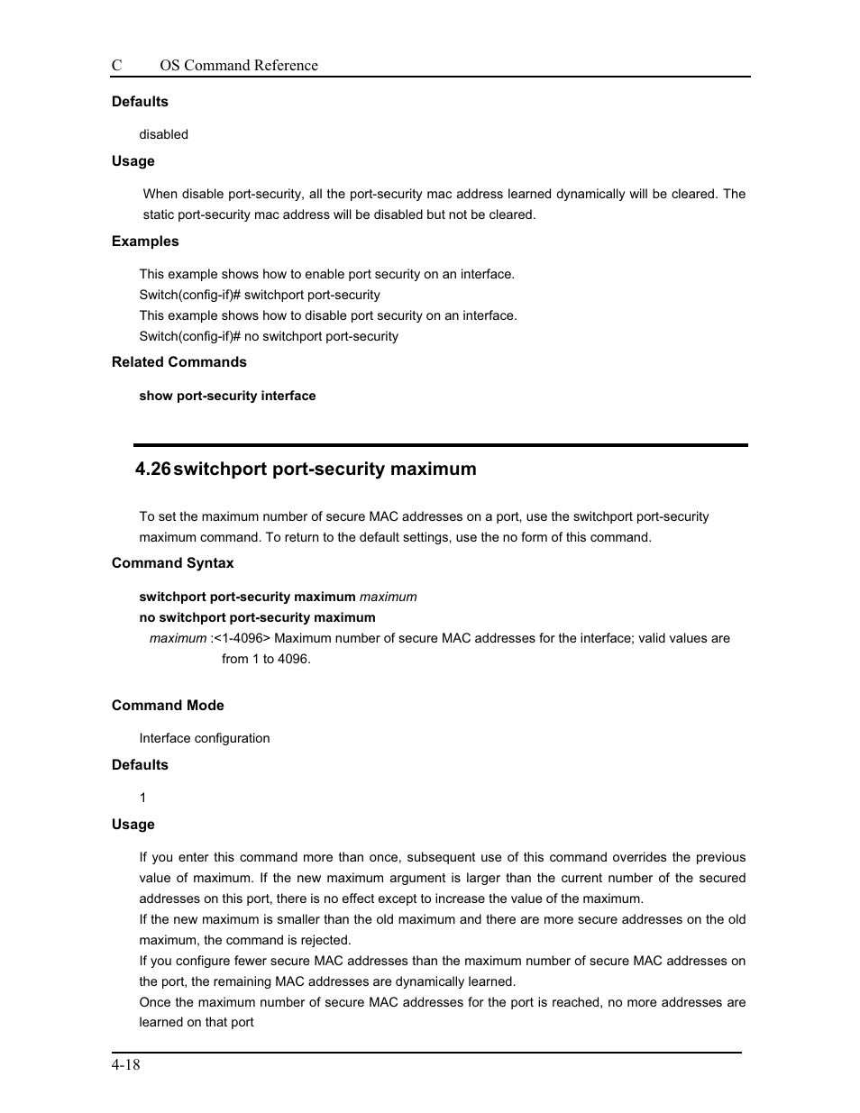 26 switchport port-security maximum | CANOGA PERKINS 9175 Command Reference User Manual | Page 62 / 790