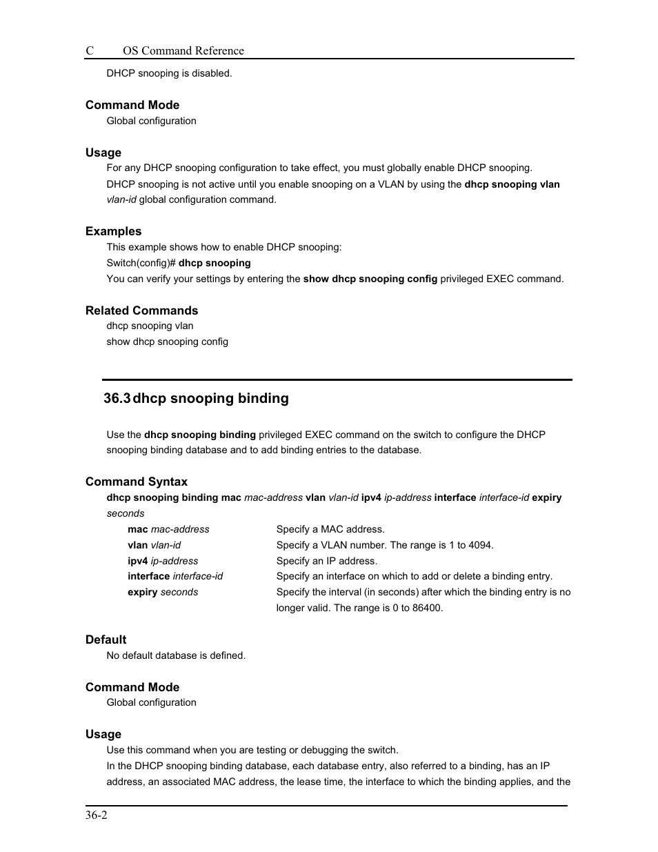 3 dhcp snooping binding | CANOGA PERKINS 9175 Command Reference User Manual | Page 629 / 790