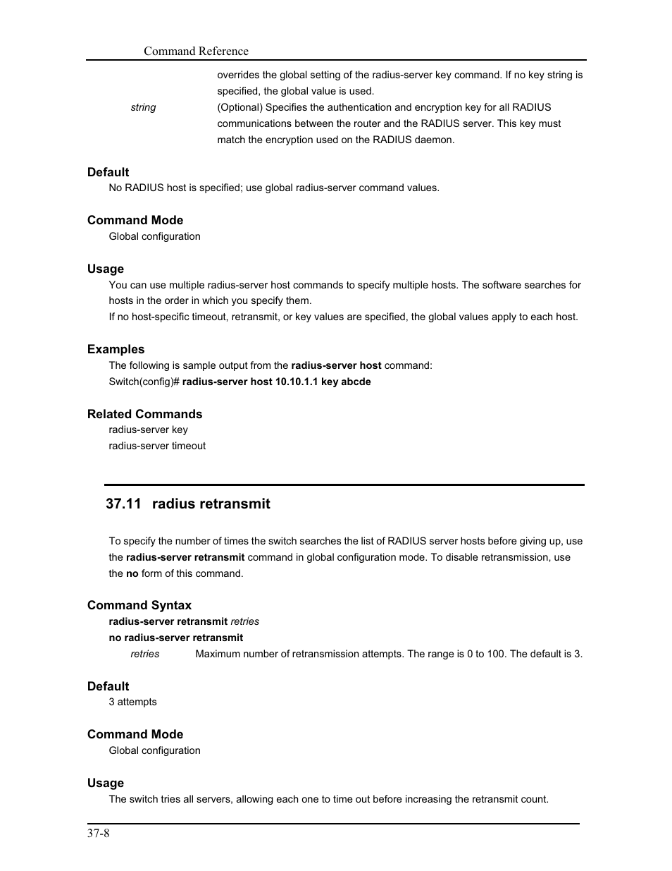 11 radius retransmit | CANOGA PERKINS 9175 Command Reference User Manual | Page 645 / 790