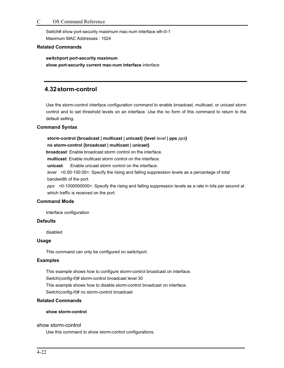 32 storm-control | CANOGA PERKINS 9175 Command Reference User Manual | Page 66 / 790