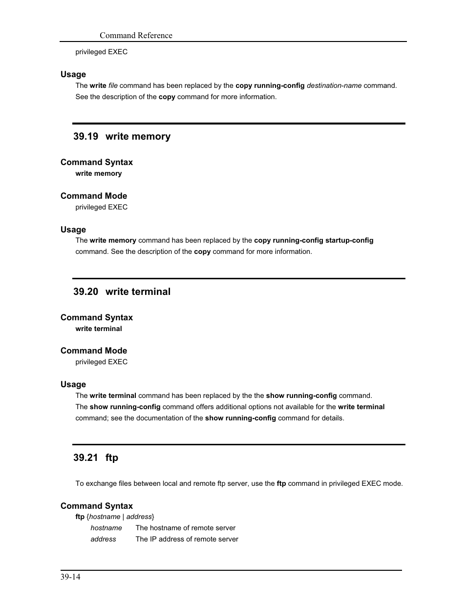 19 write memory, 20 write terminal, 21 ftp | CANOGA PERKINS 9175 Command Reference User Manual | Page 667 / 790