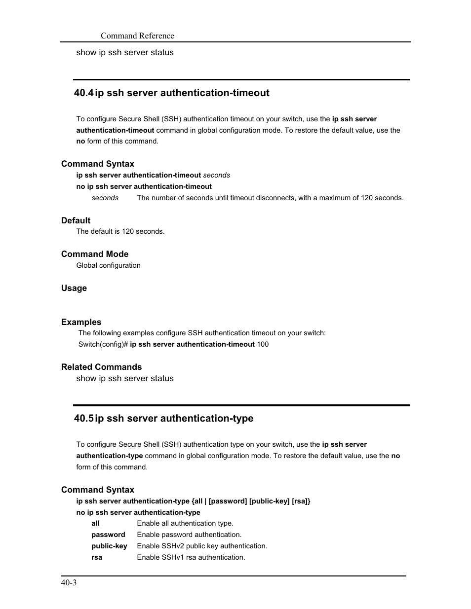 4 ip ssh server authentication-timeout, 5 ip ssh server authentication-type | CANOGA PERKINS 9175 Command Reference User Manual | Page 674 / 790