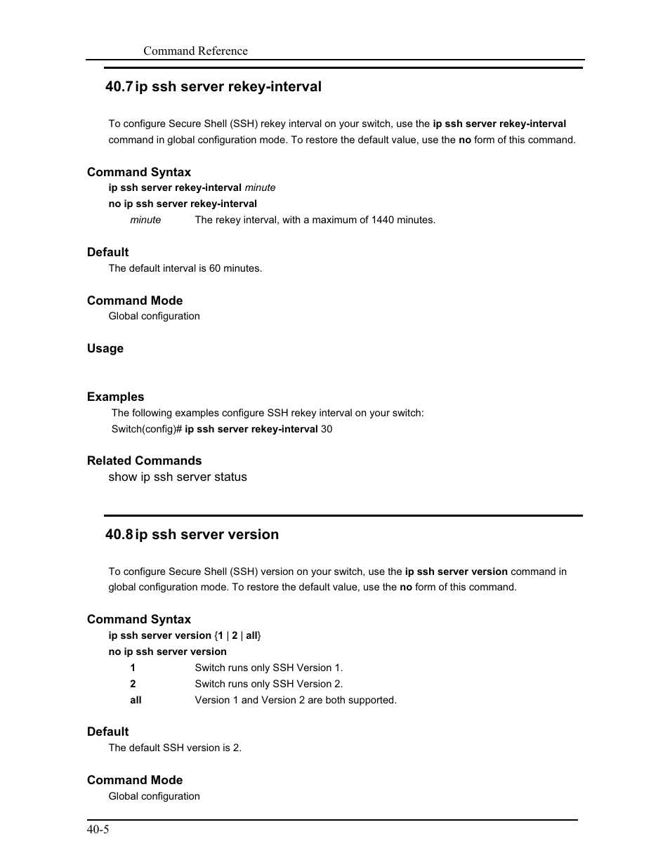 7 ip ssh server rekey-interval, 8 ip ssh server version | CANOGA PERKINS 9175 Command Reference User Manual | Page 676 / 790