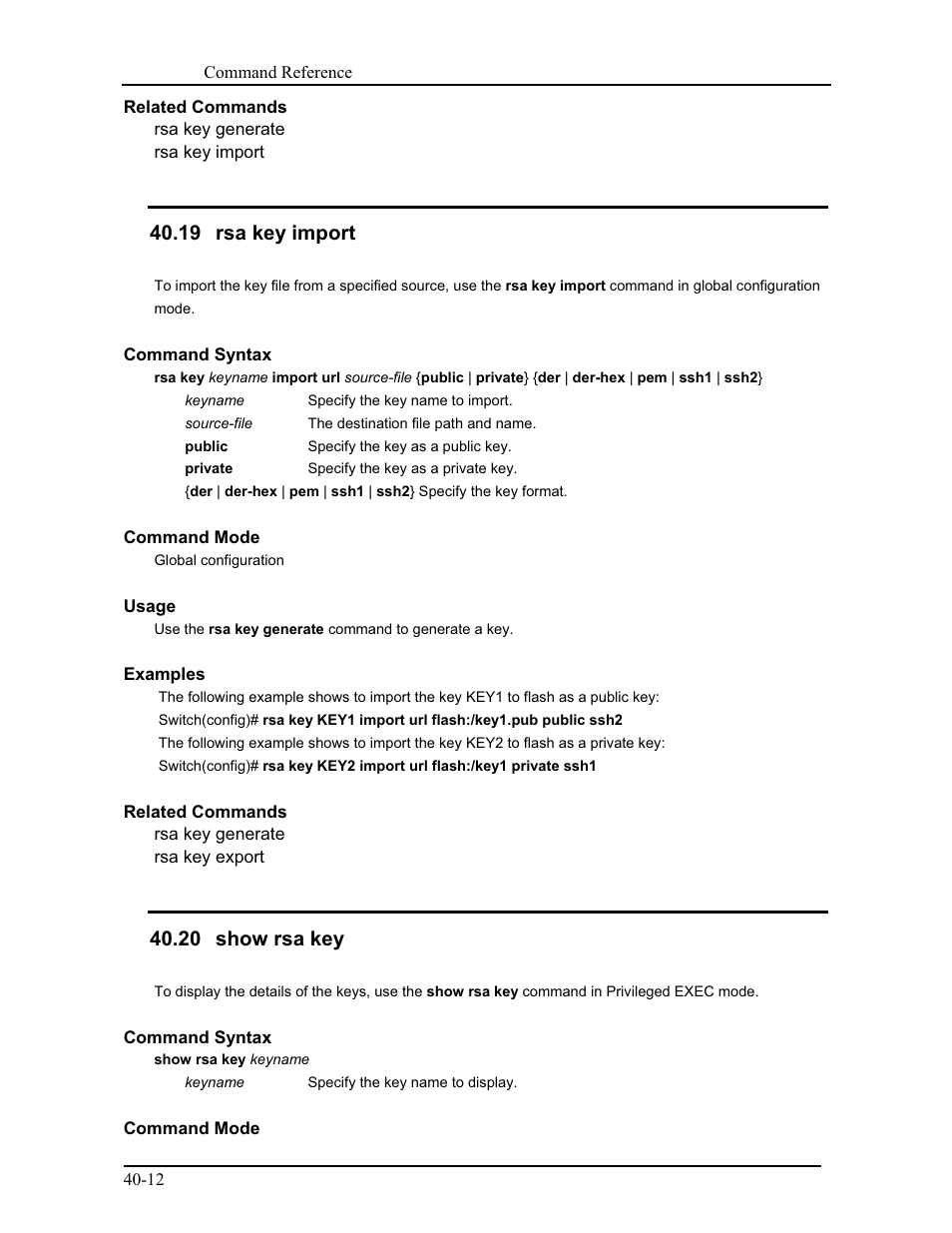 19 rsa key import, 20 show rsa key | CANOGA PERKINS 9175 Command Reference User Manual | Page 683 / 790