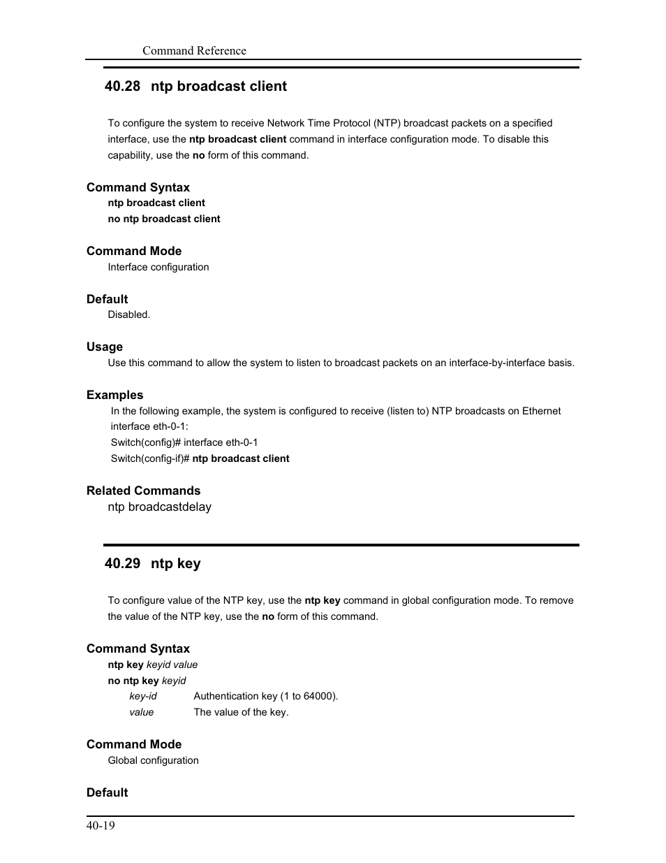 28 ntp broadcast client, 29 ntp key | CANOGA PERKINS 9175 Command Reference User Manual | Page 690 / 790