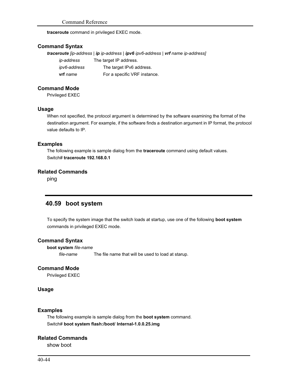 59 boot system | CANOGA PERKINS 9175 Command Reference User Manual | Page 715 / 790