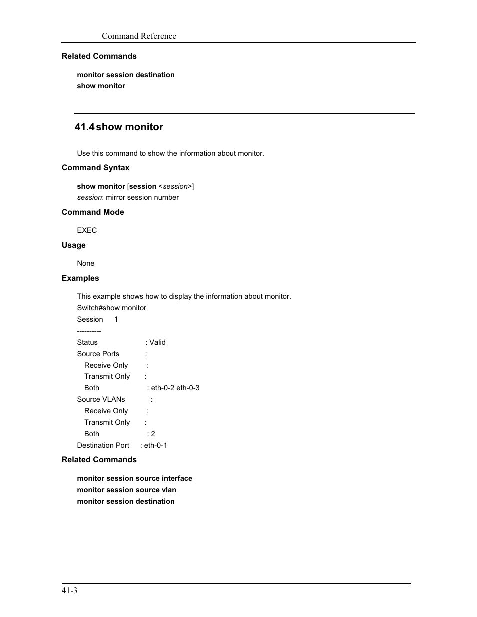 4 show monitor | CANOGA PERKINS 9175 Command Reference User Manual | Page 741 / 790