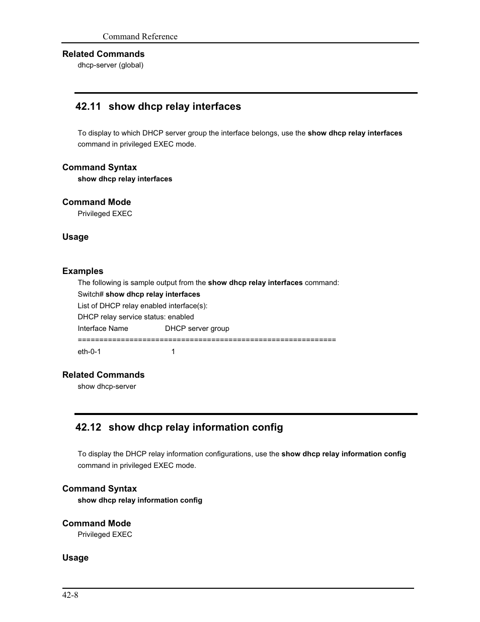 11 show dhcp relay interfaces, 12 show dhcp relay information config | CANOGA PERKINS 9175 Command Reference User Manual | Page 749 / 790