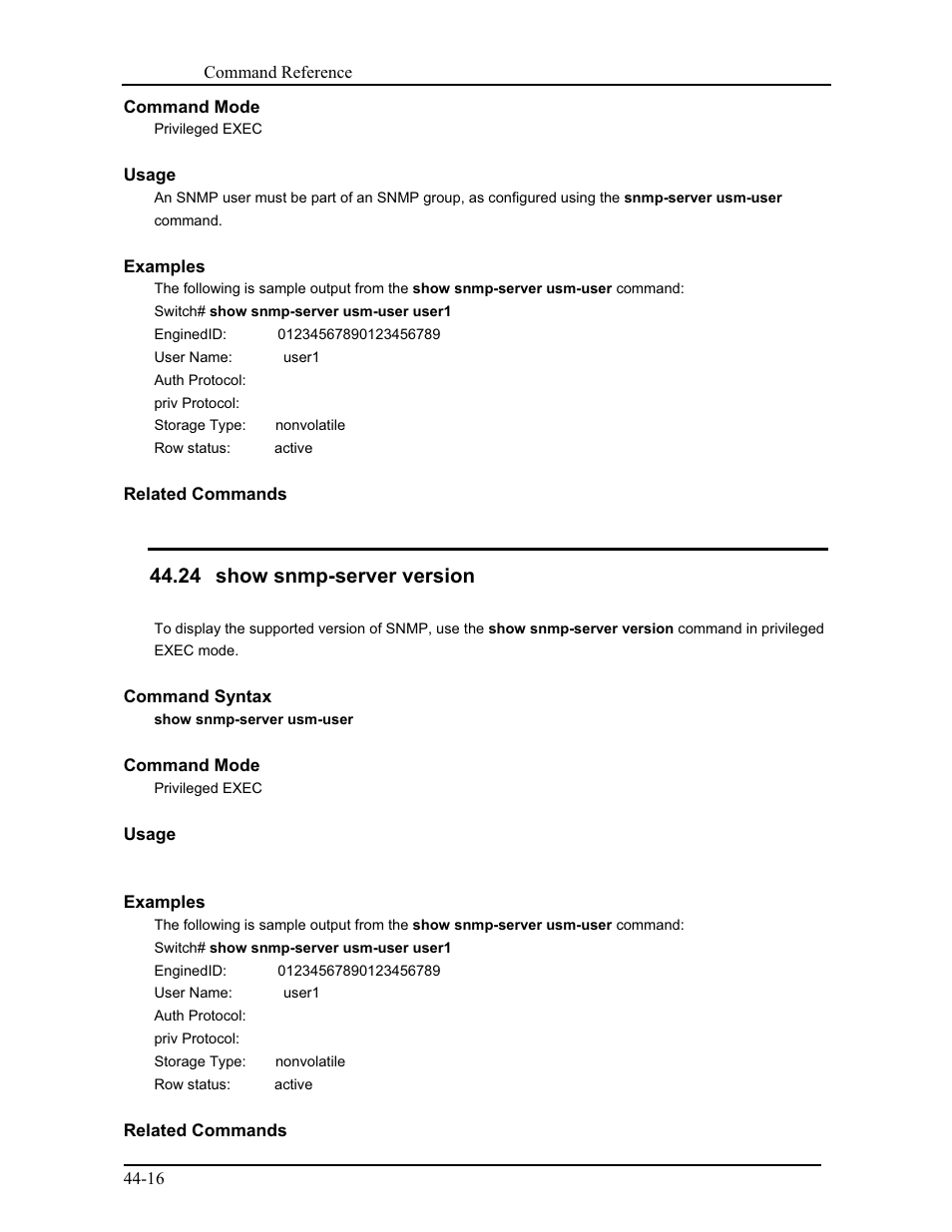 24 show snmp-server version | CANOGA PERKINS 9175 Command Reference User Manual | Page 771 / 790