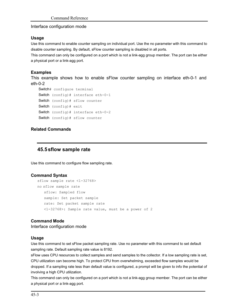 5 sflow sample rate | CANOGA PERKINS 9175 Command Reference User Manual | Page 775 / 790