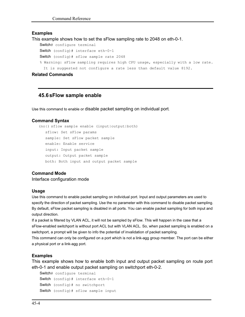 6 sflow sample enable | CANOGA PERKINS 9175 Command Reference User Manual | Page 776 / 790