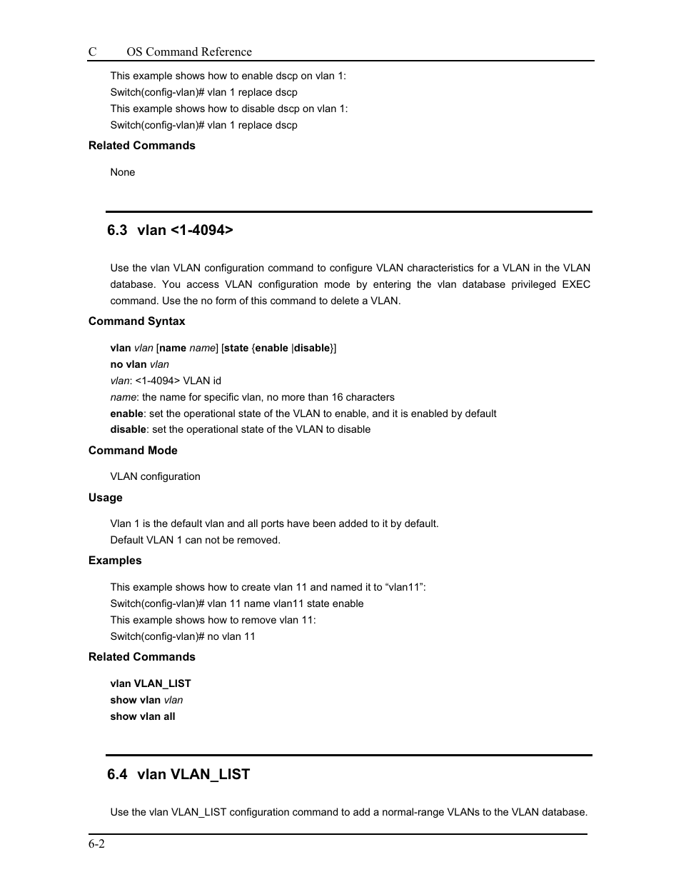 3 vlan <1-4094, 4 vlan vlan_list | CANOGA PERKINS 9175 Command Reference User Manual | Page 92 / 790