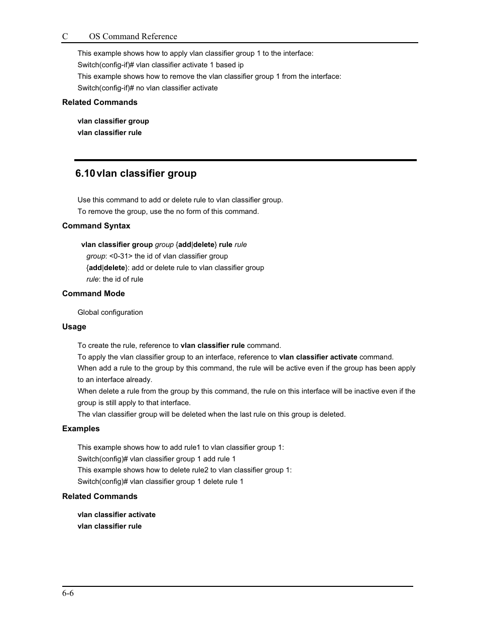 10 vlan classifier group | CANOGA PERKINS 9175 Command Reference User Manual | Page 96 / 790