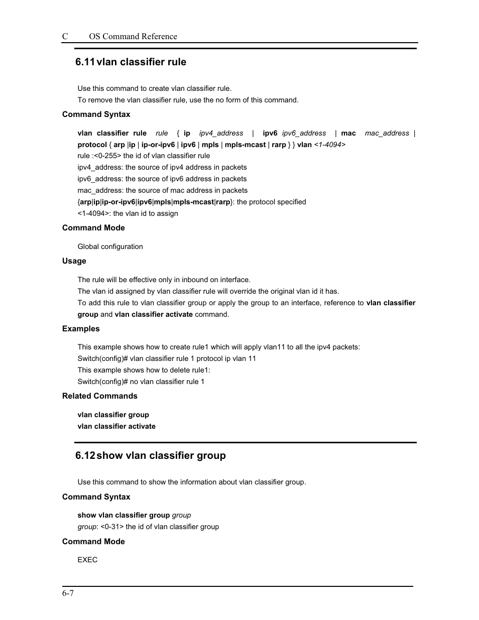 11 vlan classifier rule, 12 show vlan classifier group | CANOGA PERKINS 9175 Command Reference User Manual | Page 97 / 790